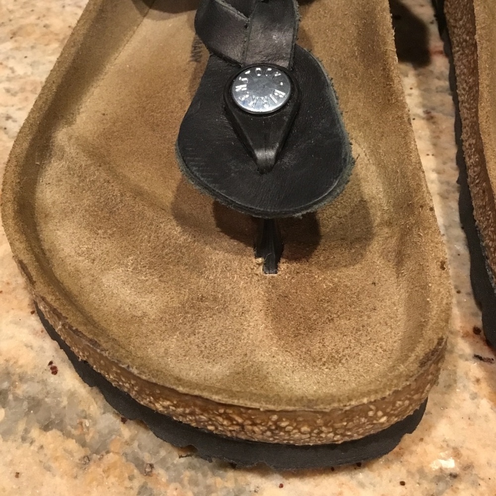 Birkenstock Gizeh Black Braided Oiled Leather Buckle Thong Sandals Regular Width - Picture 2 of 10